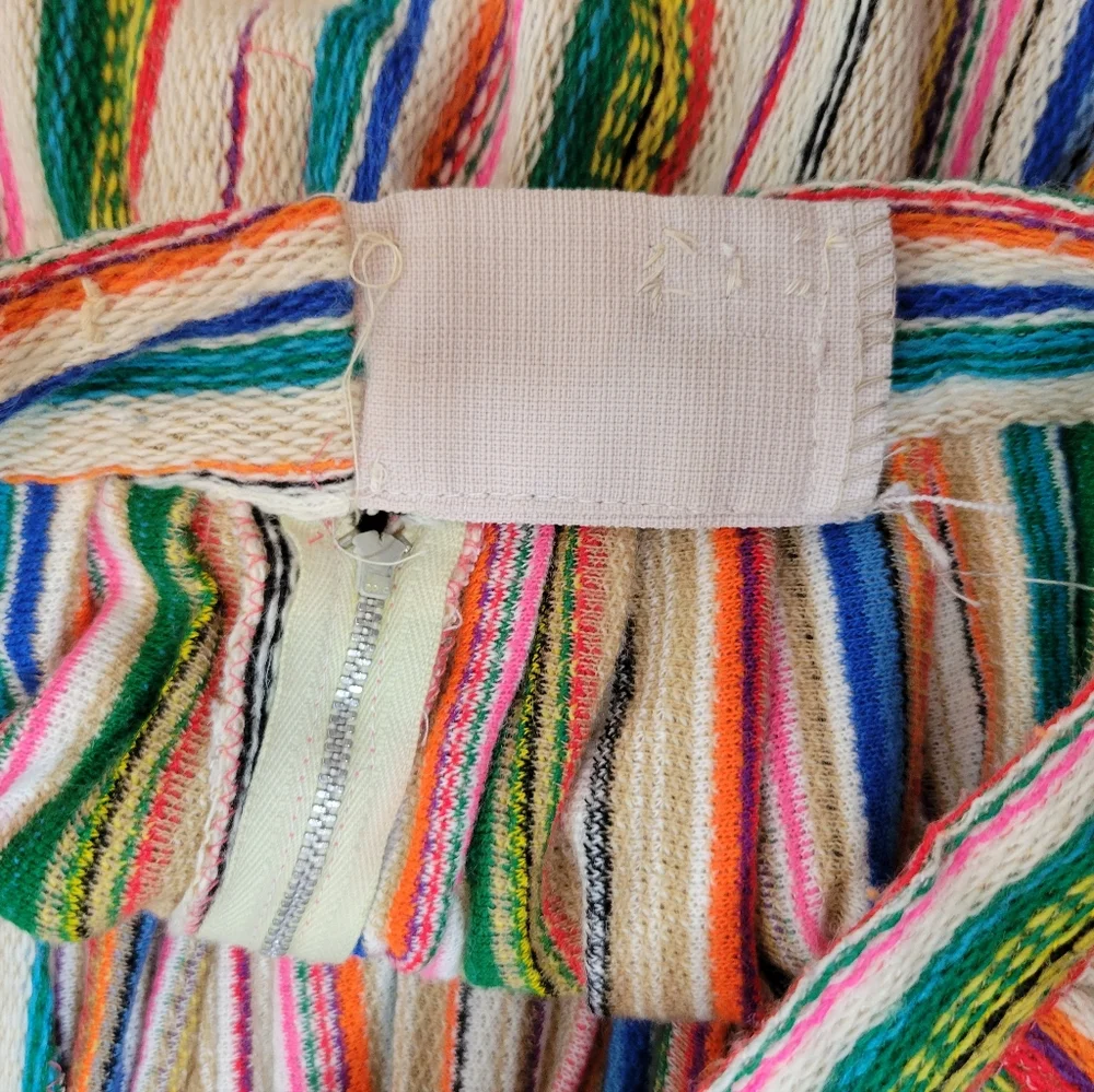 Vintage 1970s Hand Sewn Striped Long Maxi Skirt Surfer Girl Bohemian - Picture 13 of 13